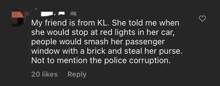 TikToker Claims KL Is A Safer City Compared To The US, M'sians Don't Seem To Agree comment 2