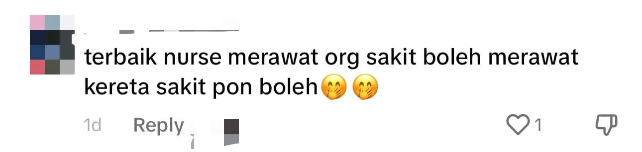 M'sian Nurse Jump-Starts Colleague's Stalled Car In Hospital Parking Lot, Netizens Amazed comment 2