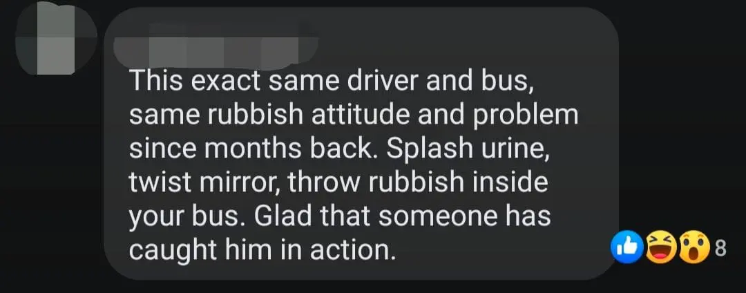 SG Man Throws Liquid Believed To Be Urine At Bus For Taking His Favorite Parking Spot comment 2