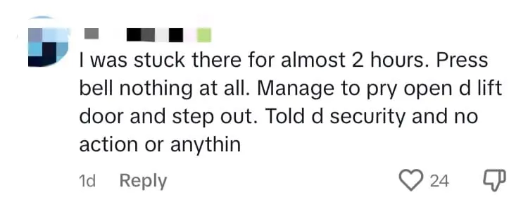 Lift At JB Hotel Gets Stuck And Free Falls From 4th Floor, Trapped Guests Pry Door Apart To Escape comment 2