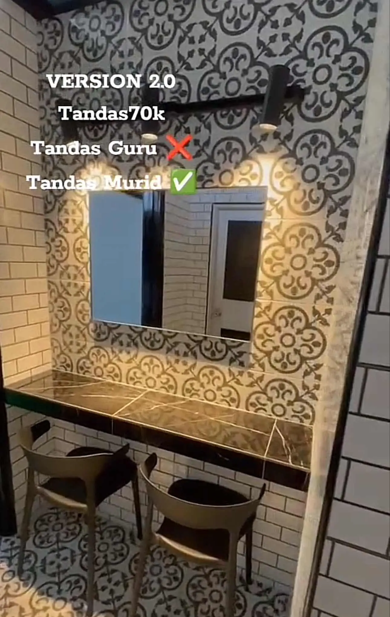 Cosmetic mirror in a RM70K school toilet
