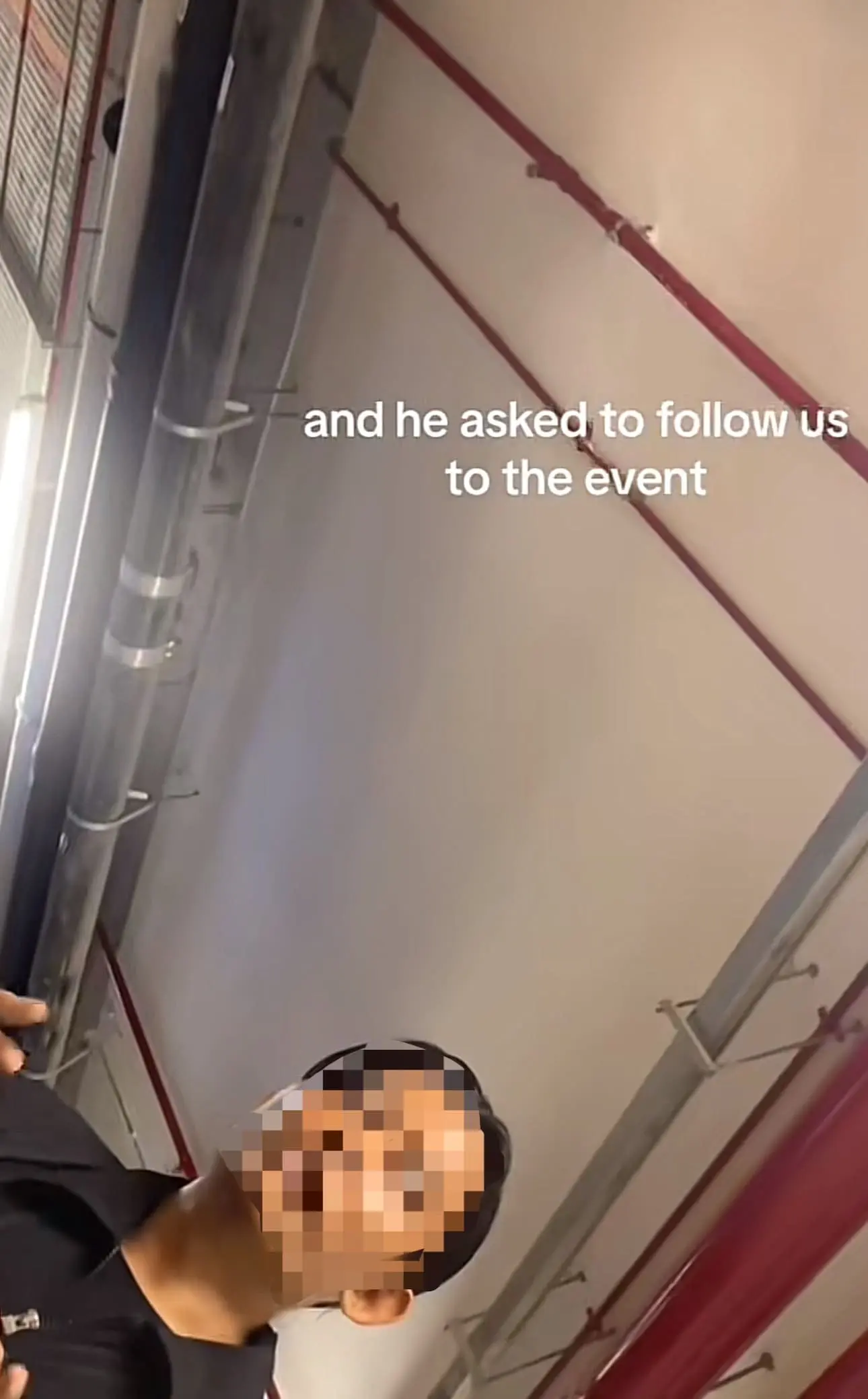 The man asks the girls if he can follow them to the event