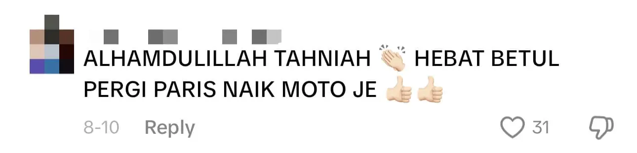 M'sian Couple Spend 4 Months Riding Their Kapcai To Paris For The 2024 Olympics comment 1