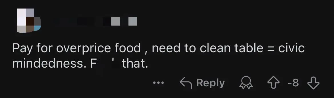 M'sian Rants About Customers Not Clearing The Table After Eating, Sparks Debate comment 1