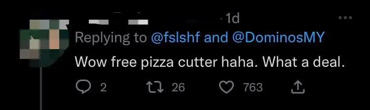 M'sian Man Surprised To Find 'Free' Pizza Cutter In His Domino's Pizza Order comment 1