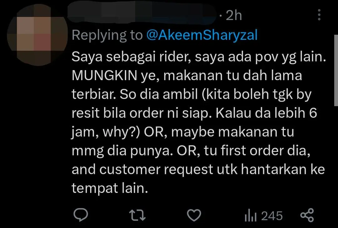 M'sian Grab Rider Caught On CCTV Stealing Food Order To Earn Extra Tips comment 4