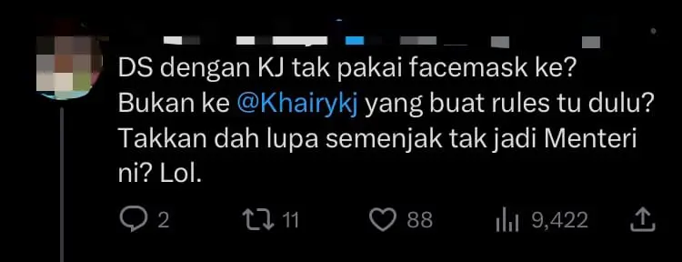 "Double Standards!" — M'sians Unhappy With Sabri And KJ Going Maskless On MRT Ride Despite Rule comment 1