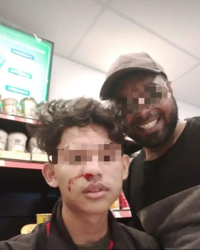 Drunk M'sian Man Punches Teen At Convenience Store, Friend Poses For A Selfie With Victim