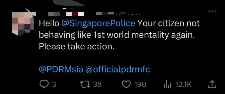 SG-Registered Car Ignores M'sian Police Officer And Drives On Despite Being Told To Stop comment 1