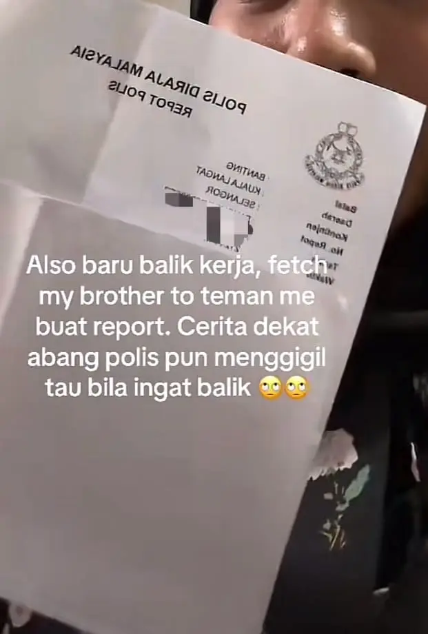 Police report made by the woman against the driver