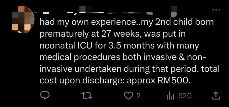 M'sian Man Pays Only RM30 For Dad's Hospital Stay, Says It's The 'Best Healthcare System' In The World comment 2