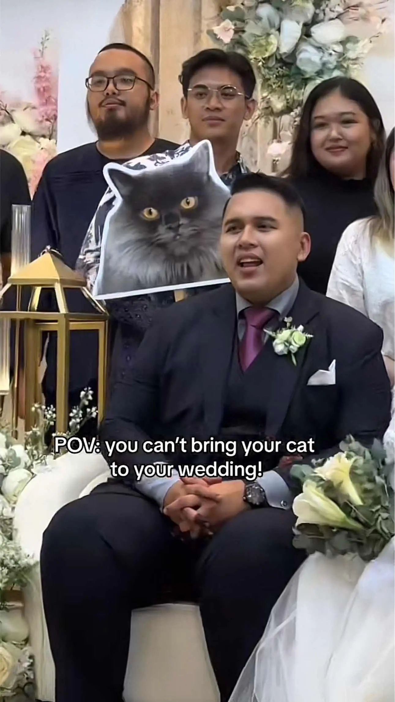 man with his cat cutout