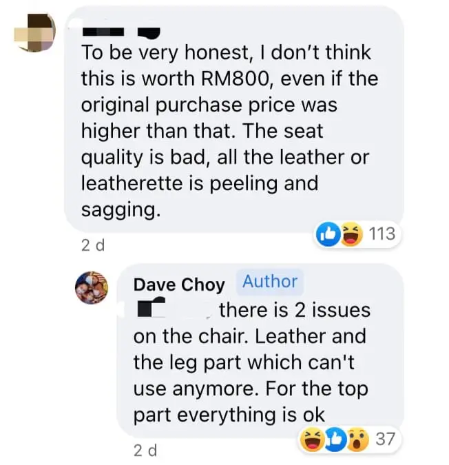 "RM800 For This?!" — Netizens Slam Selling Price Of This Beat-Up Ogawa Massage Chair comment 4