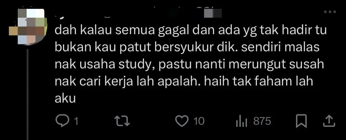 'Very Thankful' — M'sian Boasts About Flunking 6 SPM Subjects, Netizens Shocked comment 3