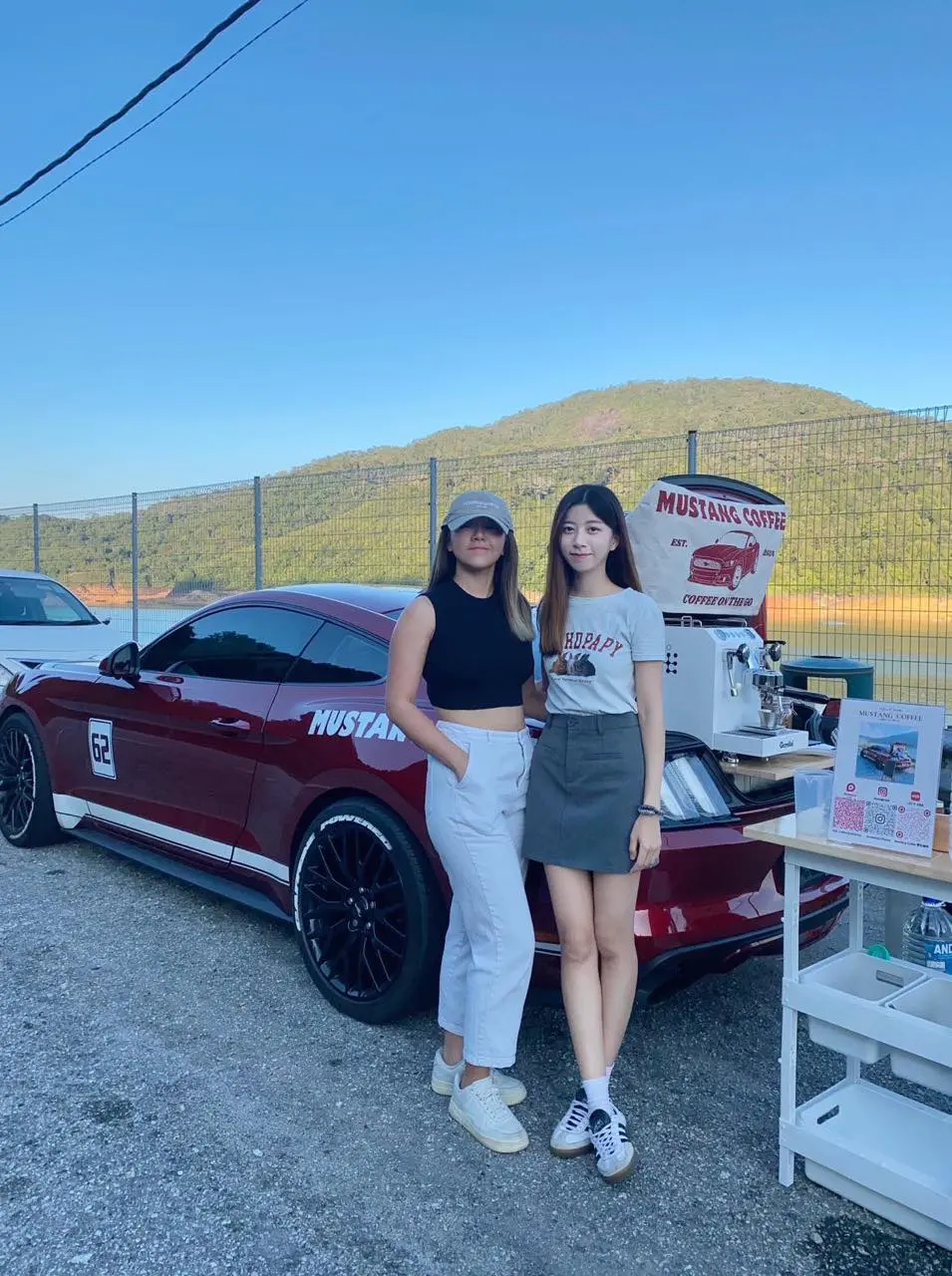 Rochelle and Leah with their Mustang