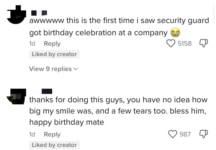 M'sian Company Organizes Surprise Birthday Celebration For Security Guard, Leaving Him In Tears