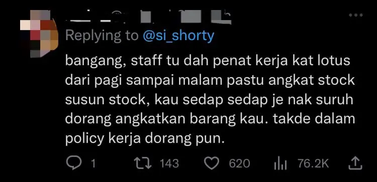 M'sian Influencer Complains About Lotus's Staff Not Carrying Her Items & Netizens Aren't Having Any Of It comment 1