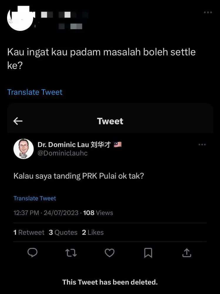 'I Contest In Pulai By-Election, OK Ah?' — Gerakan President Claims Twitter Account Was Hacked After Tweet Goes Viral comment 2