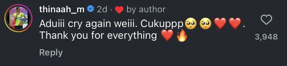 Thinaah responds to Pearly's post