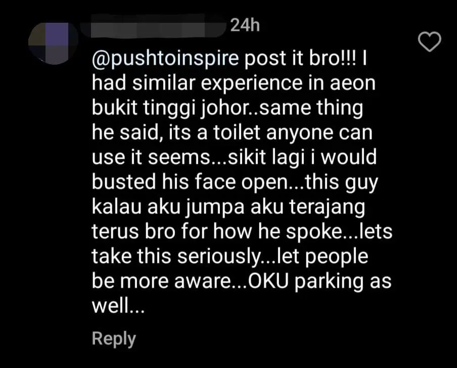 Disabled M'sian Confronts Man Who Used OKU Toilet To Wash Clothes At Pavilion KL comment 3