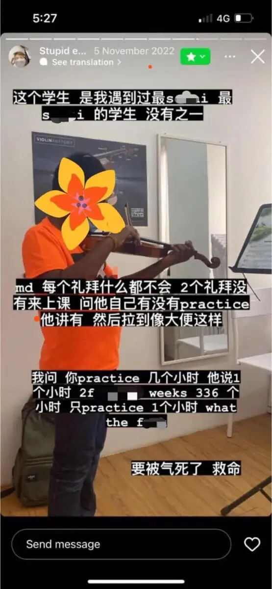 M'sian Violin Teacher Exposed For Cussing Students And Calling Them 'S*hai' On Instagram