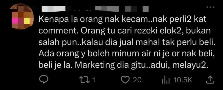 M'sian Vendor Uses Evian Water To Make Drinks, Sparks Mixed Reactions From Netizens - comment