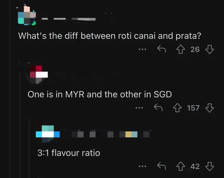 Difference between roti canai & roti prata Reddit comment
