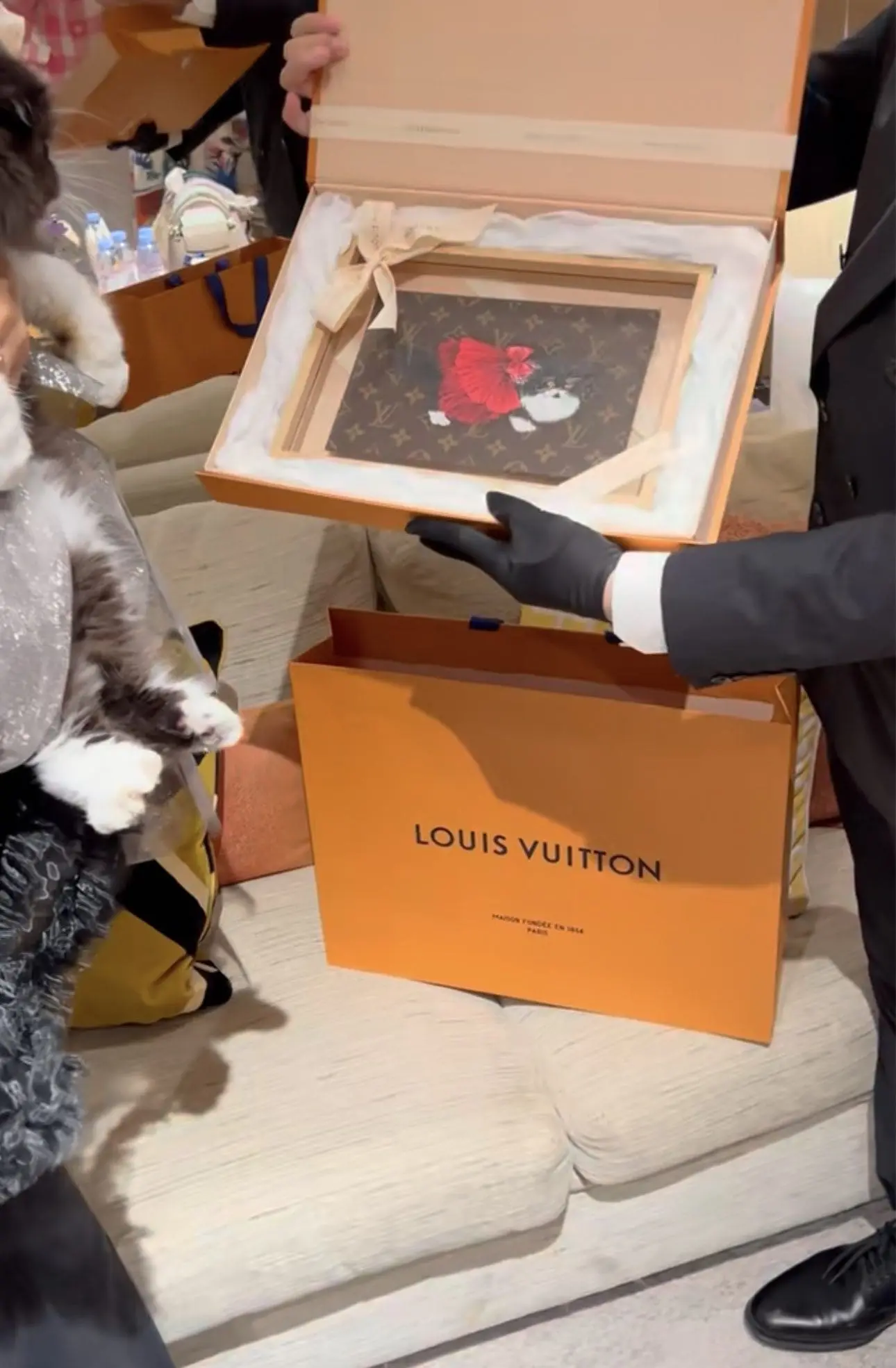 Cat gets self portrait as gift from LV