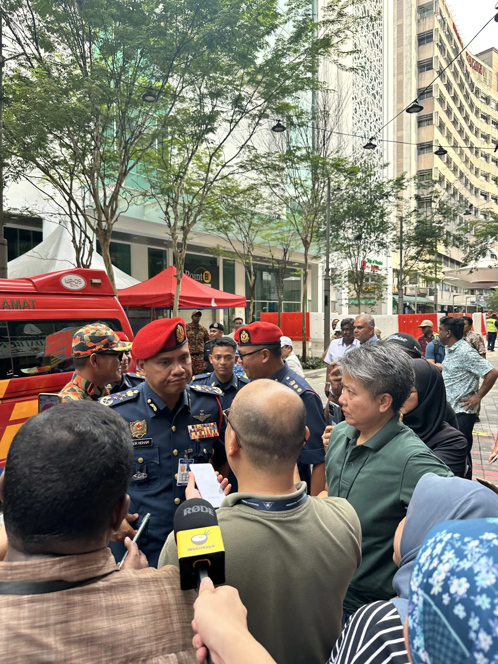Malaysian Fire and Rescue Department’s (JBPM) deputy director-general (operations) Datuk Nor Hisham Mohammad talking to reporters