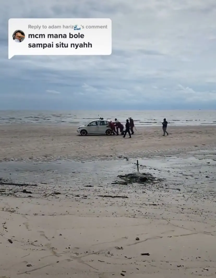 The Myvi's Back At It Again, This Time Getting Itself Stuck In The Middle Of The Sea