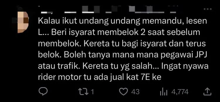 M'sian Grab Rider Angrily Kicks Car Which Cut Into His Lane Without Warning comment 2