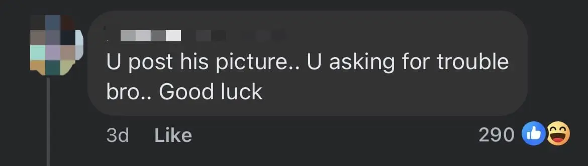 'Good Luck Bro!' — Man Posts Photo Of SG Immigration Officer On FB, Faces 2 Years In Jail comment 1