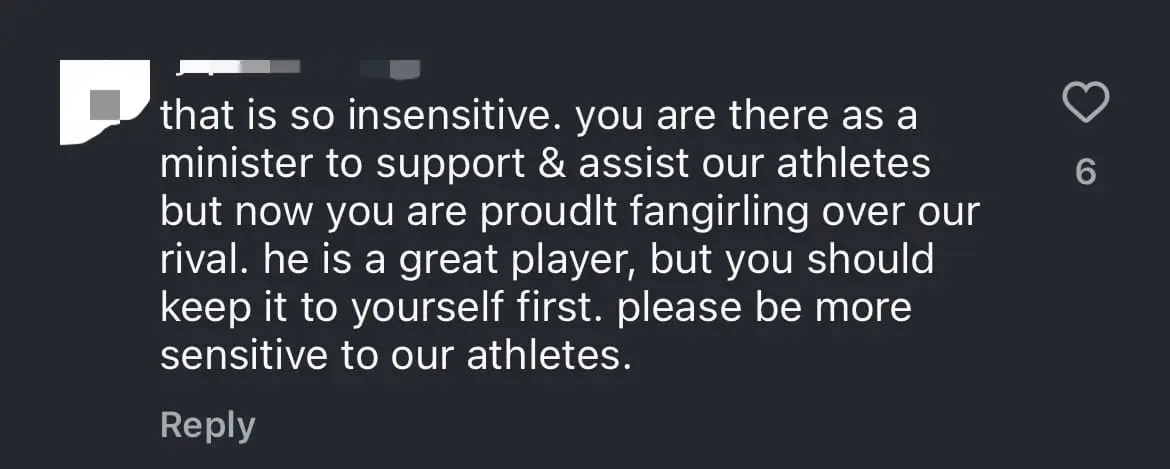 Hannah Yeoh Slammed By M'sians For Fangirling Over Thai Player Khunlavat comment 2