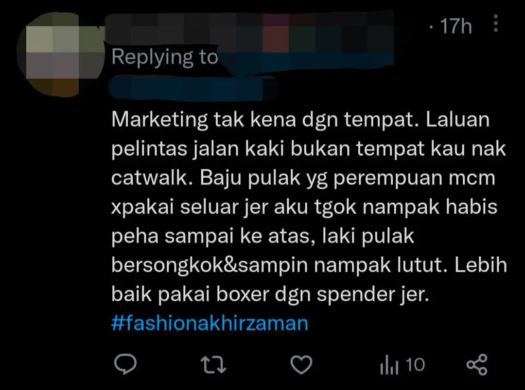 M'sian Clothing Brand Slammed For Baju Melayu Design & Blocking Traffic At Bukit Bintang Crossroad comment 2