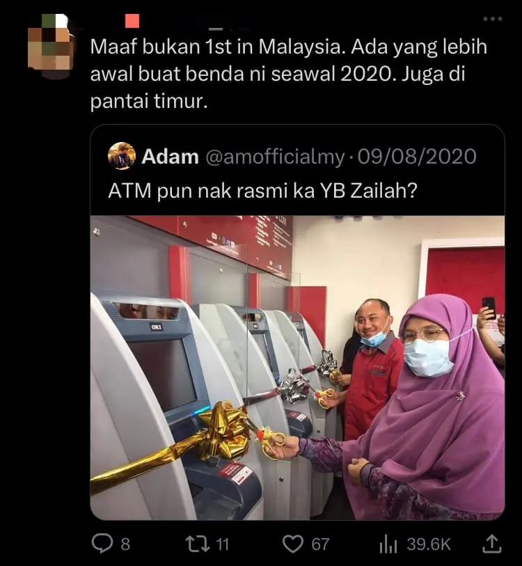 PAS MP Holds Ribbon-Cutting Ceremony For New ATM, Netizens Left Bewildered comment 3