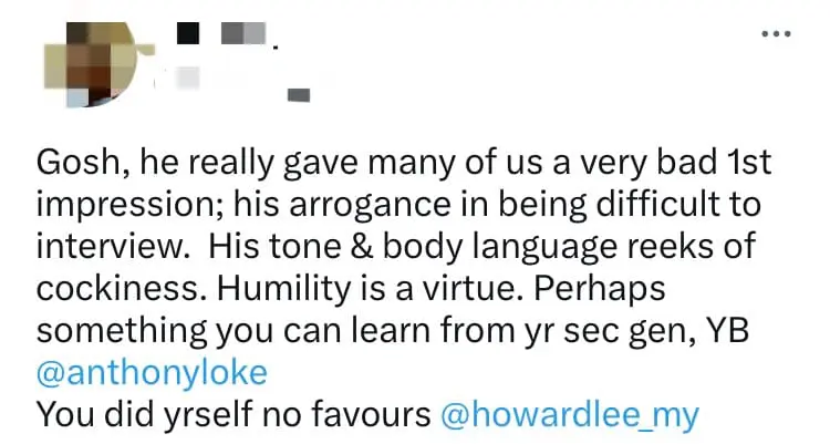 "Do I Look Like A Minister?" — MP Howard Lee Slammed For 'Arrogant' Attitude During Healthcare Interview comment 1