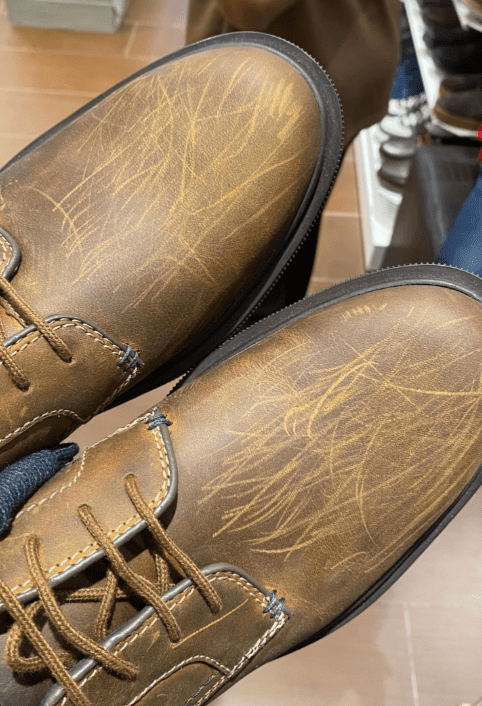 Leather shoes left with scratch marks