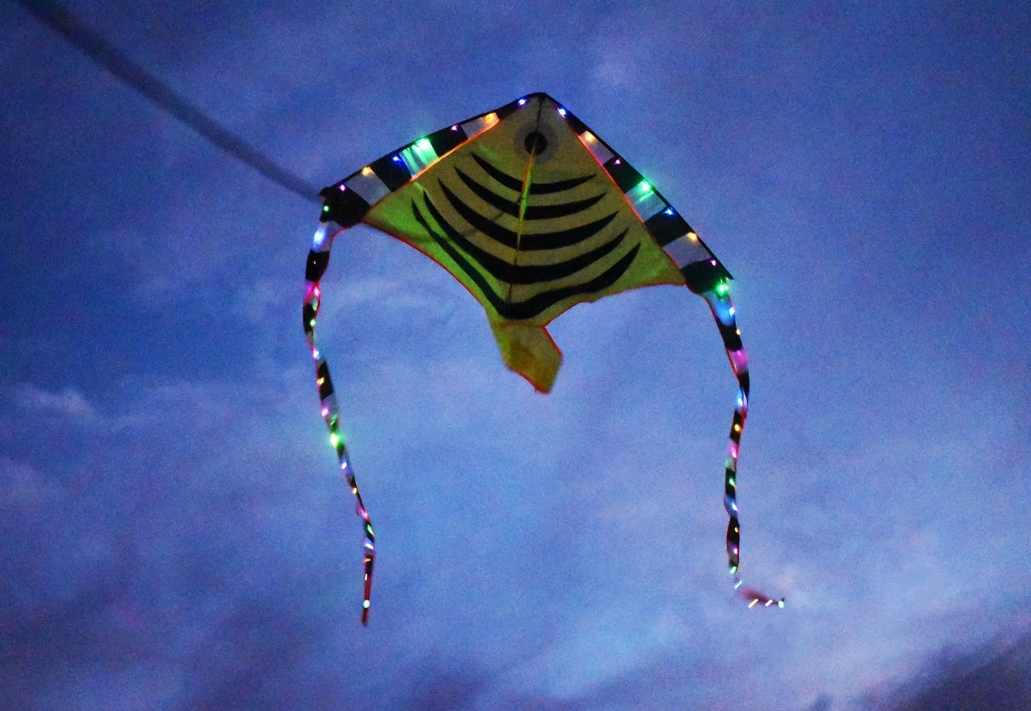 led kite fying in the sky 