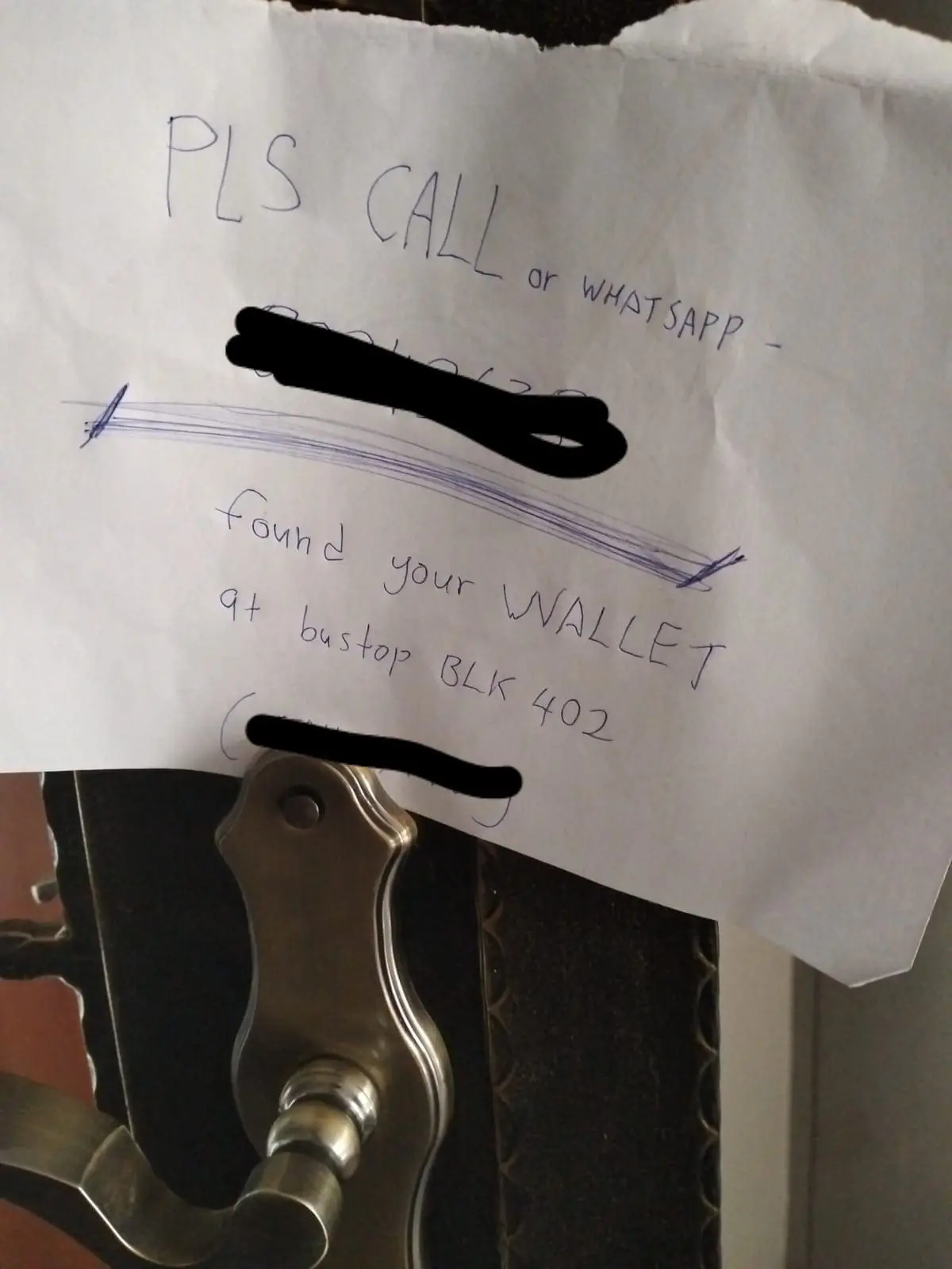 letter left at the wallet's owner house
