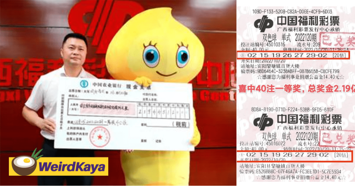 Chinese Man Doesn't Tell Family Of RM143 Million Lottery Win As He Doesn't Want Them To Be Lazy
