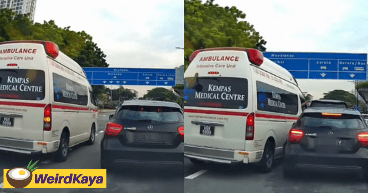 S'pore-Registered Mercedes Refuses To Give Way To Ambulance In JB And Causes Collision
