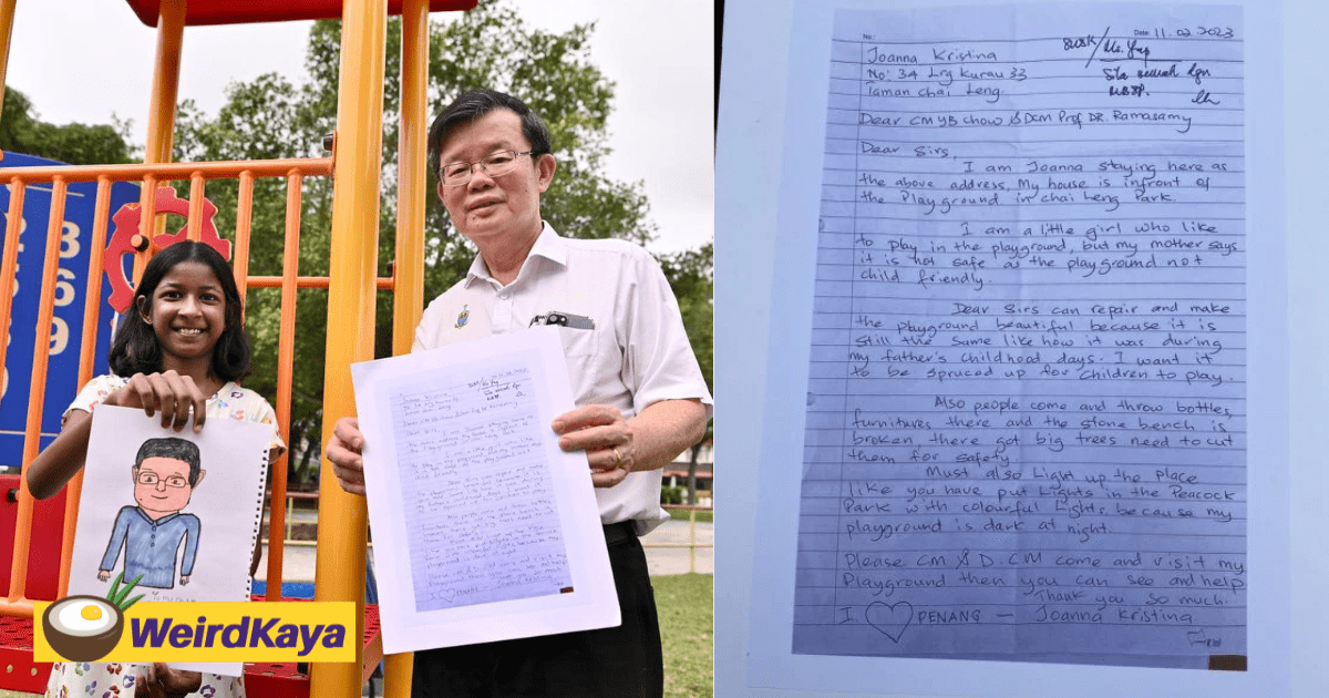 10yo M'sian Girl Writes To Penang MB Asking For Playground Repairs, Has Wish Fulfilled After 4 Months