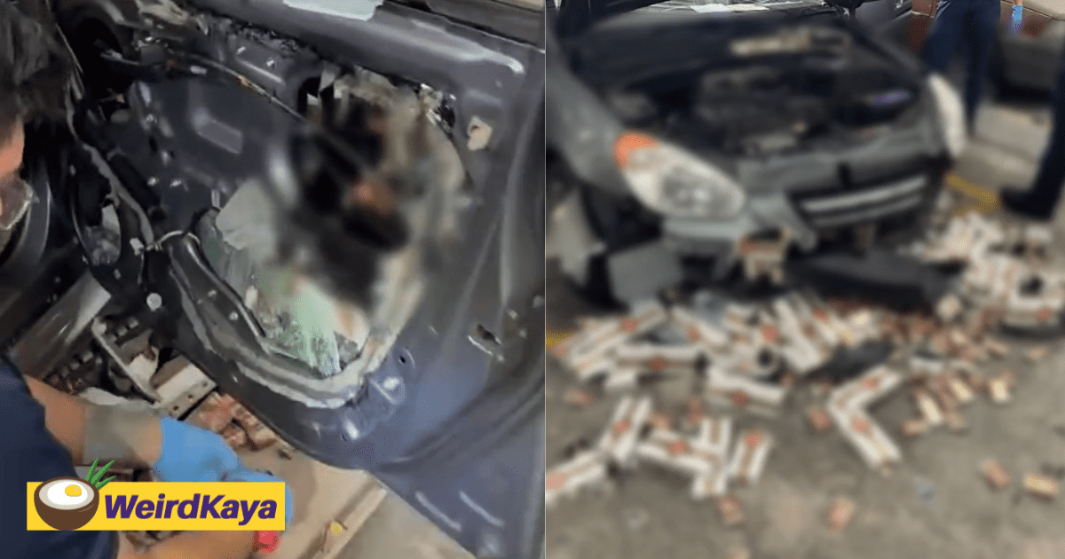 S'porean Immigration Officers Rip Apart M'sian-Registered Car & Discover 2,710 Cigarette Packs