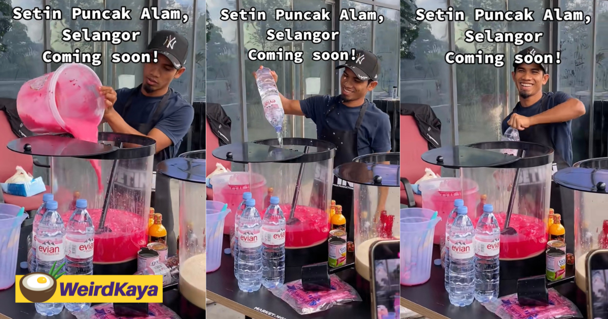 M'sian Vendor Uses Evian Water To Make Drinks, Sparks Mixed Reactions From Netizens
