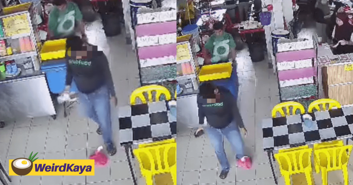 M'sian Delivery Rider Caught on CCTV Throwing Customer's Order And Kicking It At Restaurant