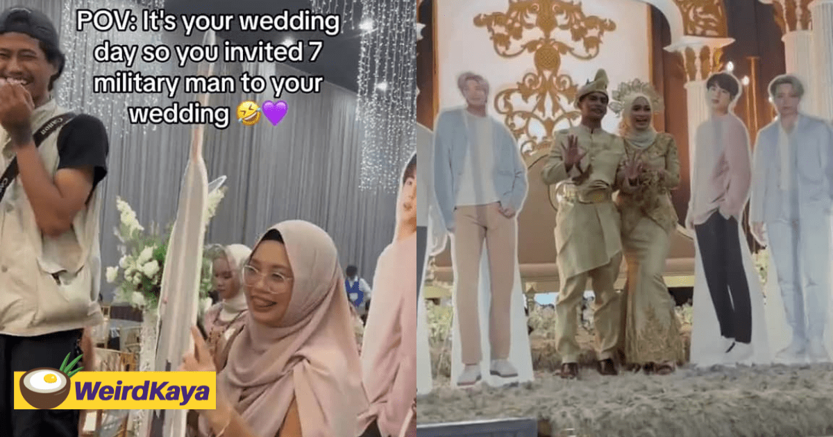 M'sian Friends Surprise Bride By Bringing BTS Standees To Her Wedding
