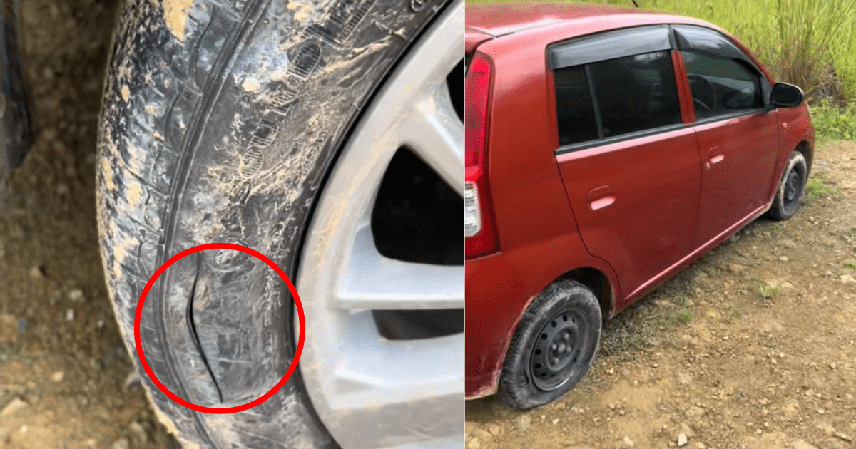 slashed tyres at Bukit Perangin