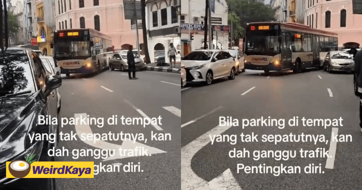 RapidKL Bus Gets Stuck Due To Cars Which Were Parked Illegally At Both Sides Of The Road