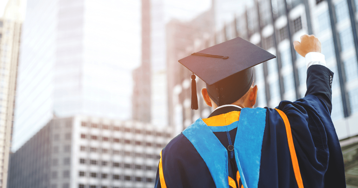 Male student in robe attire