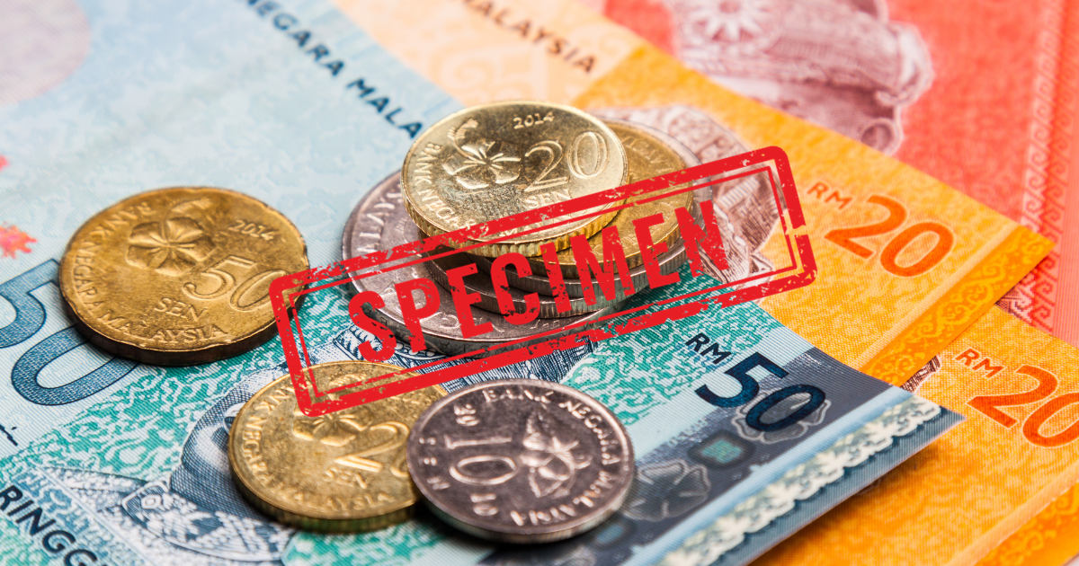 Ringgit Malaysia notes and coins - specimen